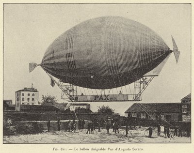 A Pax irányítható léggömb, Augusto Severo (metszet) alkotó: French School