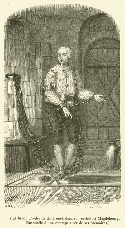 Frédéric de Trenck báró a börtönében, Magdeburgban (metszet) alkotó: French School