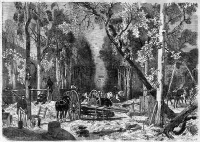 A favágó a párizsi luxemburgi kertben 1870-ben - Metszet 1870-ből alkotó: French School