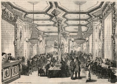 A Pierron kávézó Párizsban a 19. században – Edmond Texier metszete a „Tableau-de-Paris”-ban 1852 alkotó: French School