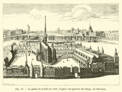 A város palotája 1660-ban, Boisseau korabeli metszetéből alkotó: French School
