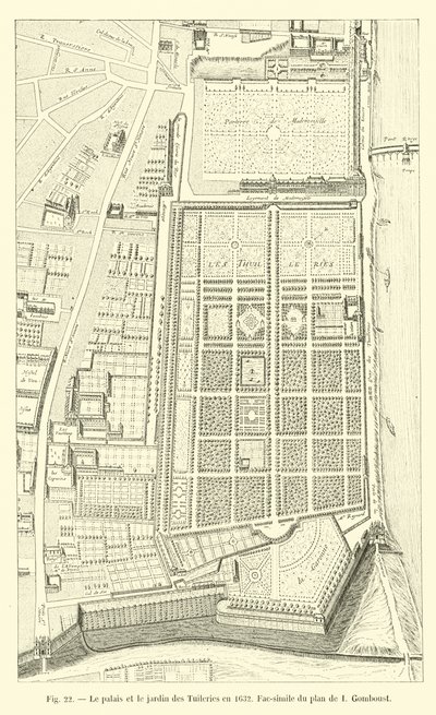 A Tuileries-palota és kert 1632-ben, I Gomboust tervének fakszimile alkotó: French School