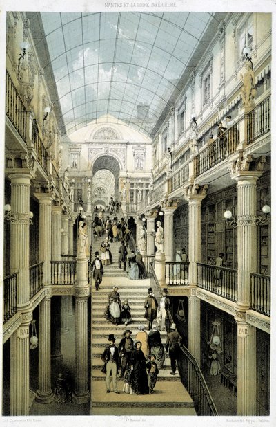 A Pommeraye részlet Nantes-ban - litográfia alkotó: French School