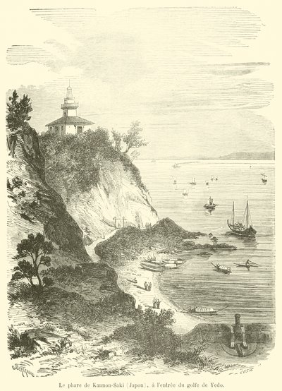 A Kannon-Saki világítótorony (Japán), a Yedo-öböl bejáratánál (metszet) alkotó: French School
