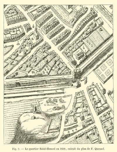 A Saint-Honore kerület 1608-ban, kivonat F Quesnel tervéből alkotó: French School