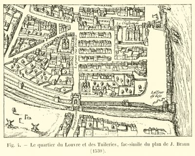 A Louvre és a Tuileries negyed, J Braun tervének fakszimile, 1530 alkotó: French School
