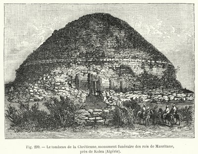 Chretienne sírja, Mauritane királyainak temetési emlékműve, Kolea közelében, Algériában (metszet) alkotó: French School