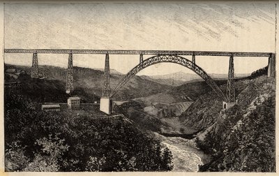 A Garabit viadukt - Cantal - Auvergne-Rhone-Alpes - metszet "" PATRIE" - PACUREQUIREQUE FRANCIAORSZÁG LEÍRÁSA 6 KÖTETÉSBEN LUCIEN HUARD - 19. század vége alkotó: French School