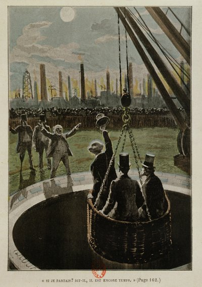 Indulás a Holdra, Jules Verne (1828-1905) 1865-ben megjelent A Földtől a Holdig című művéből alkotó: French School