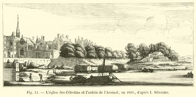 A Celestins templom és az Arzenál bejárata, 1660-ban, I. Silvestre után alkotó: French School