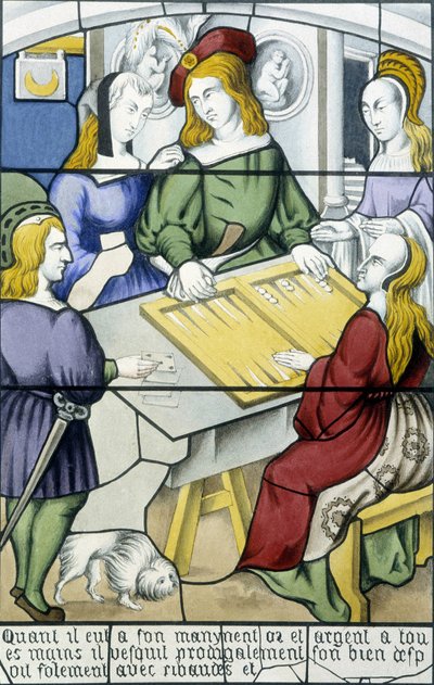A tékozló fiú: A Tic-trac játéka a középkorban, Ferdinand de Lasteyrie „Az üvegfestészet története” című könyvében, szerk. Párizs 1853 alkotó: French School