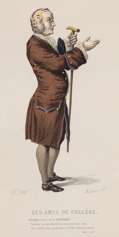 Les Amis De College, I. felvonás, Sc XV (színes metszet) alkotó: French School
