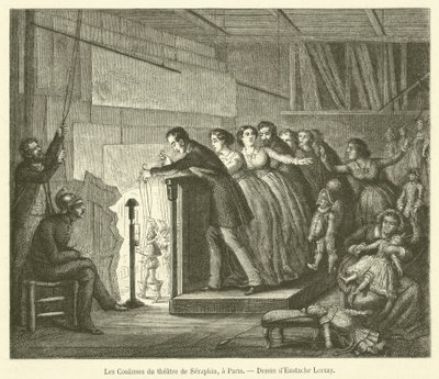 A Seraphin Színház kulisszái mögött, Párizsban (metszet) alkotó: French School