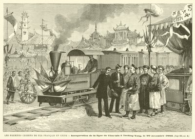Az első francia vasutak Kínában (metszet) alkotó: French School