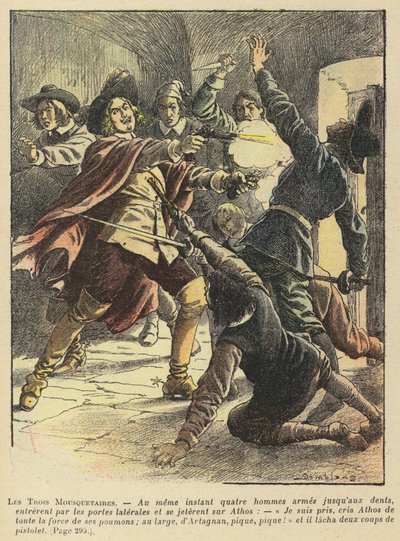 A három testőr Alexandre Dumas-tól (színes litográfia) alkotó: French School