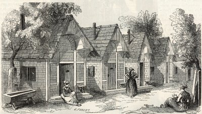 A Salpetriere faházak nyughatatlan, őrült nők számára – Edmond Texier 1852-es metszet „Tableau-de-Paris”-ba alkotó: French School