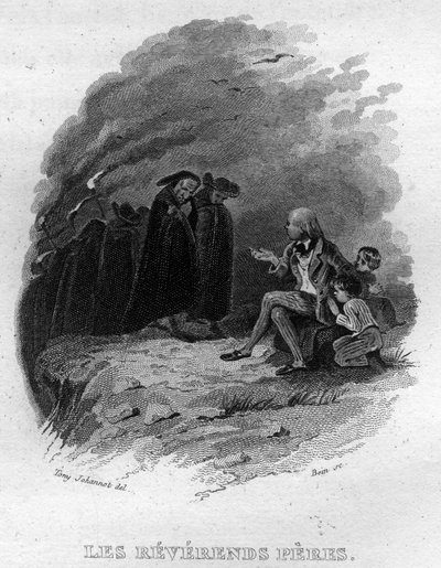 A tisztelendő atyák, Chanson de Beranger Pierre Jean de Beranger (1780-1857) francia költő és dalszerző „Az életmű befejeződik” című művében (1834). alkotó: French School