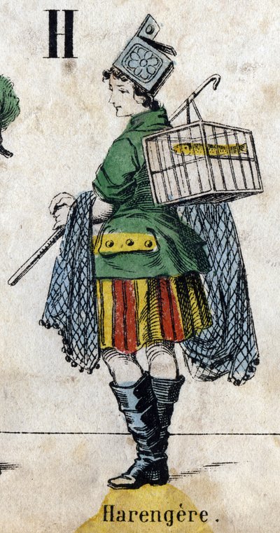 H betű: Hering. Metszet "ábécé maskara". Új Epinal képalkotás. Nyomda-litográfia Pinot et Sagaire, szerkesztők, Epinal, 19. század második fele. Ná 491 tábla 25 világító betűvel. Mérete: 40,5x28 cm alkotó: French School