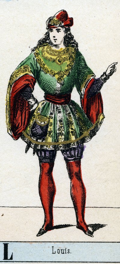 L betű, mint Louis. A Színházi Múzeum tisztje. Epinal képalkotása, 1830 körül. Mérete: 37,7x47,5 cm. Fametszet, stencilezett, aranyozással. Magángyűjtemény. alkotó: French School