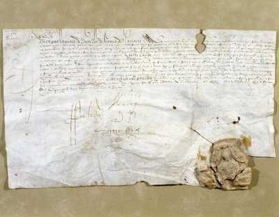 IV. Henrik által aláírt levél, amely Dinant elnökké nevezi, miután a várost visszaadták neki alkotó: French School