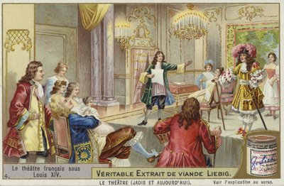 Liebig-kártya a francia színházról XIV. Lajos uralkodása alatt alkotó: French School
