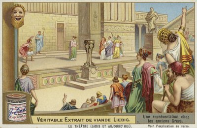 Liebig kártya, amely az ókori görög színházat ábrázolja alkotó: French School