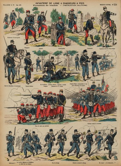 A francia hadsereg sorgyalogsága és üldözői (színes metszet) alkotó: French School