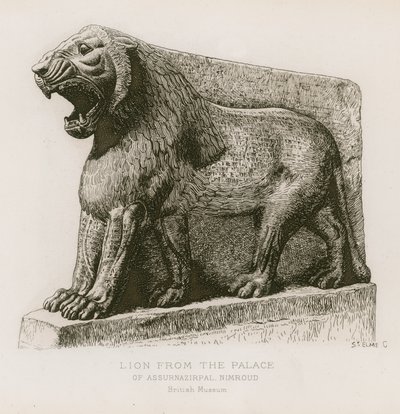 Oroszlán Ashurnasirpal palotájából, Nimrud, British Museum alkotó: French School