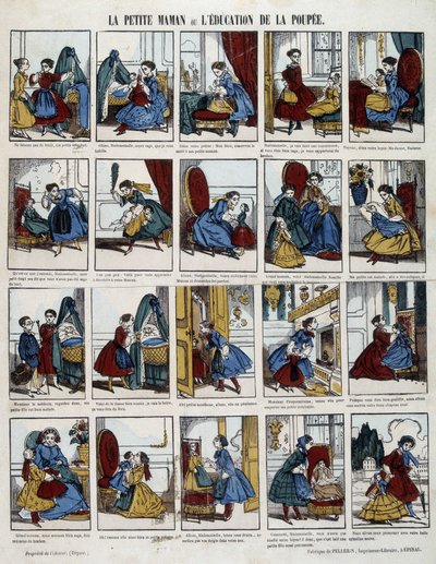 Kismama „A baba nevelése”. Epinal képe, sd. 19. század. alkotó: French School