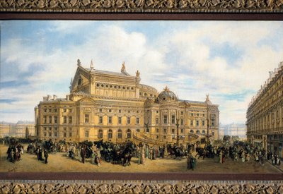 Charles Garnier által épített párizsi opera, kilátás a Rue Auber felől (olaj, vászon) alkotó: French School