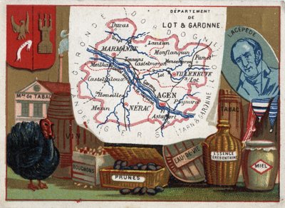 Lot és Garonne (Lot-et-Garonne, 47), Aquitaine, Franciaország. Dohánygyár, pulykatenyésztés, bor, parafa, szilva, pálinka, therebentine benzin. Bernard Germain Etienne de Laville-sur-Illon, Lacepede (vagy de la Cepede) gróf portréja alkotó: French School