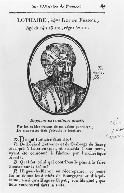 Lothair, Franciaország Karoling királya (metszet) alkotó: French School