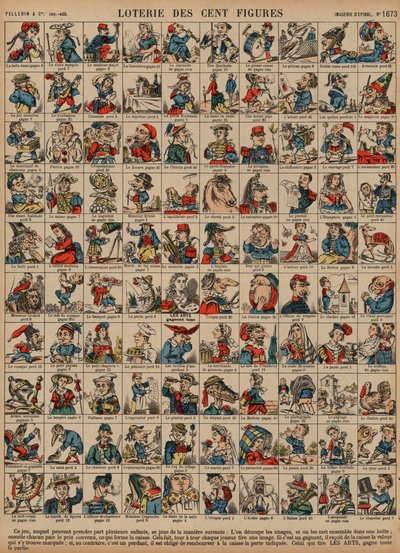 Száz figurás lottó (színes metszet) alkotó: French School