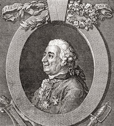 Louis-Élisabeth de la Vergne, comte de Tressan, 1705-1783. Francia katona, orvos, tudós, középkori író és író. Az 1908-ban megjelent Les Heures Libresből. alkotó: French School