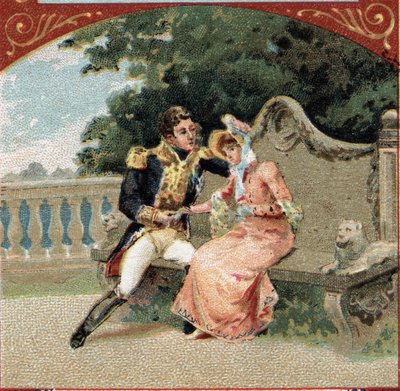 Louis Alexandre (Louis-Alexandre) Berthier (1753-1815), Wagram hercege, Madame Viscontival, szeretőjével a Chateau de Grosboisban. A 19. század végének kromolitográfiája alkotó: French School