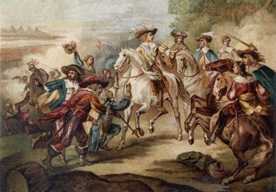 II. Bourbon Lajos, Conde hercege (Bourbon-Conde) (Grand Conde) (1621-1686) „” Rocroy”-ra” (Rocroi). Kromolitográfia. alkotó: French School