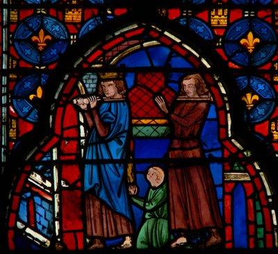 IX. Lajos ereklyéket vitt a Sainte-Chapelle-be, Robert DArtois segítségével, 1246-48 alkotó: French School