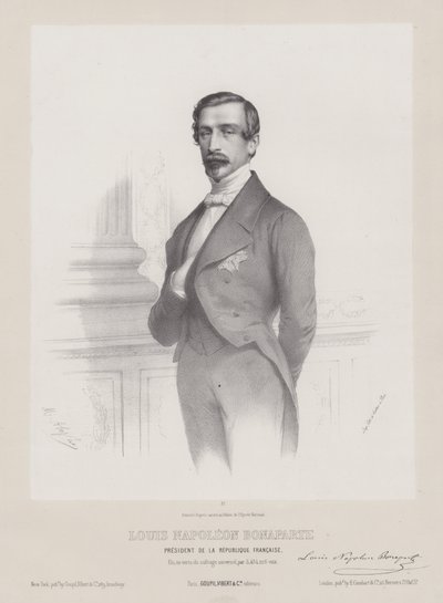 Louis Napoleon Bonaparte, a Francia Köztársaság elnöke, 1848 körül (litográfia) alkotó: French School
