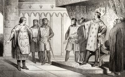 VIII. Lajos (1187-1226), az Oroszlán követet fogad ellenségétől, Angliából, III. Henriktől (1207-72), Colart „Histoire de France” című művéből, amely 1840 körül jelent meg. alkotó: French School