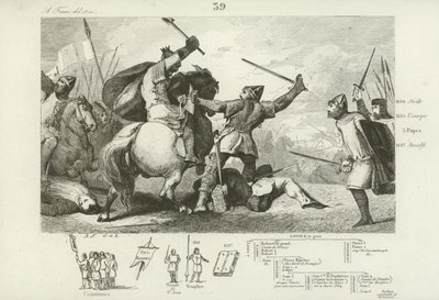 VI. Lajos francia az angolok ellen harcol a Brenneville-i csatában, 1119. alkotó: French School