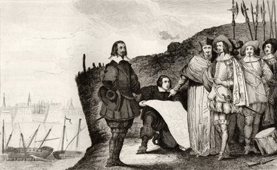 XIII. Lajos (1602-43) La Rochelle ostrománál 1628 októberében, Colart "Histoire de France" című művéből, 1840 körül megjelent alkotó: French School