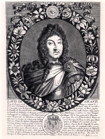 XIV. Lajos (1638-1715) francia király, 1680 körül (metszet) (f/w fotó) alkotó: French School