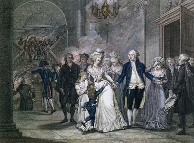 XVI. Lajos (1754-93) búcsúzik családjától, 1793. január 20., metszette Reinier Vinkeles (1741-1816) és Daniel Vrydag (1765-1822). alkotó: French School