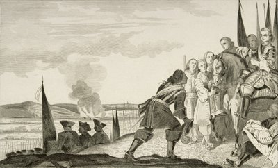 XV. Lajos (1710-74) az 1745-ös fontenoi-i csatában, Colart „Histoire de France” című művéből, 1840 körül megjelent (metszet) alkotó: French School