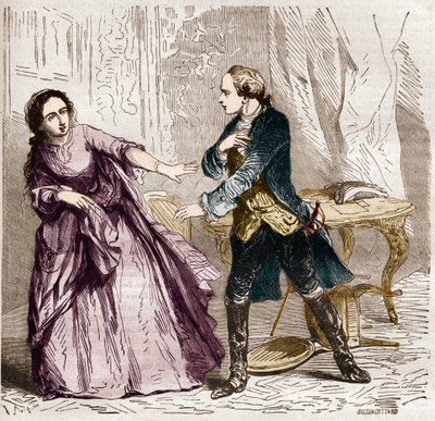XV. Lajos francia király (1710-1774) Ventimiglia grófnőjével (Madame) (1712-1741), szeretőjével. Dr. Th. „A prostitúció és a kicsapongás története a világ összes népe között az ókortól napjainkig” című művében. -F. Debray. 1879. alkotó: French School