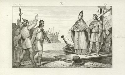 Louis dOutremer visszatér Franciaországba, hogy megszerezze a trónt, 936 alkotó: French School