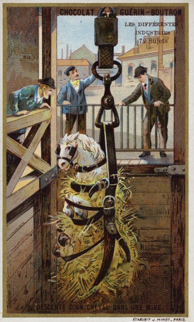 Ló leeresztése a bányába (chromolitho) alkotó: French School