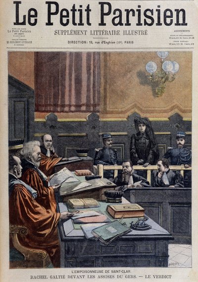 Saint-Clair mérgezője: Rachel Galtié a Gers előtt - a „Le Petit Journal” 1904.11.13.-ban (metszet) alkotó: French School