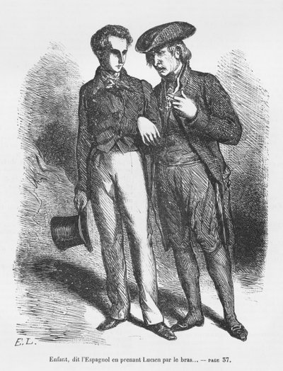 Lucien de Rubempre és Carlos Herrera, illusztráció a Les Illusions perdues című művéből, Honore de Balzactól alkotó: French School
