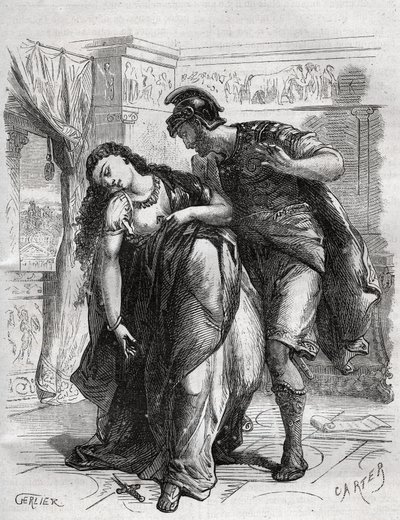 Lucrece halála: Lucrece (Lucrezia, Lucretia, a Kr. e. 6. századi római hölgy) unokatestvére, Sextus Tarquin, a Nagyszerű Tarquin fia erőszakos áldozata lett. Öngyilkosságot követett el férje, Lucius Tarquinius Collatinus előtt, akit Ta néven ismernek alkotó: French School